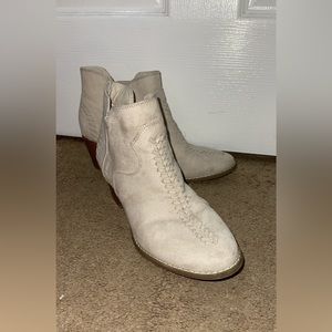 White suede western style slip on bootie. Make an offer. Need gone